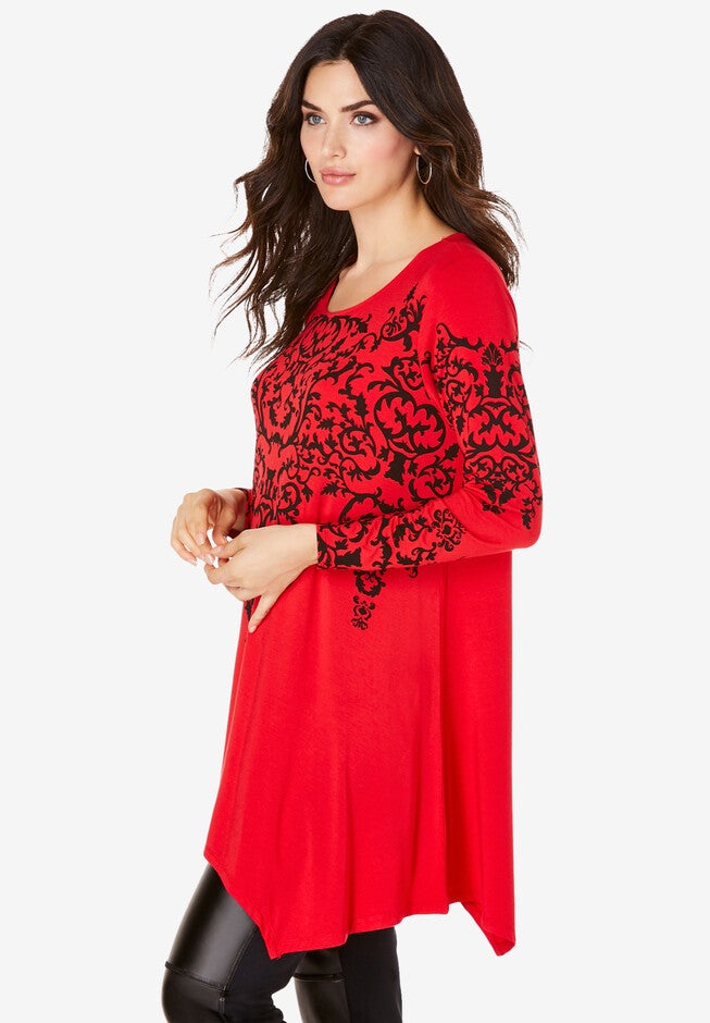 Printed Handkerchief-Hem Ultra Femme Tunic, , alternate image number null