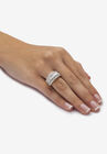 18K Gold & Sterling Silver Cubic Zirconia Ring, , alternate image number null
