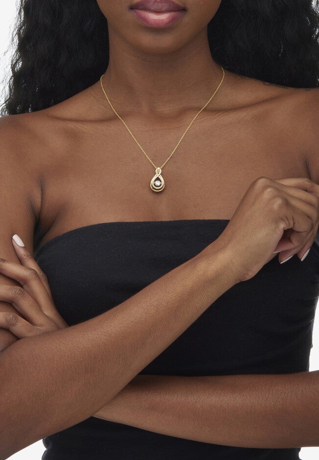 1.25 Tcw "Cz In Motion" Drop Necklace 14K Gold-Plated Sterling Silver, , alternate image number 3