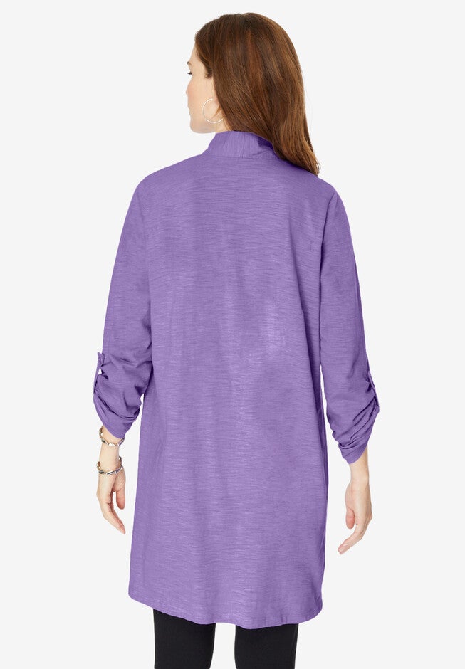 Open-Front Slub Cardigan, , on-hover image number 1