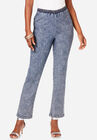 Straight-Leg Pull-On Stretch Jean, INDIGO ACID WASH, hi-res image number 0
