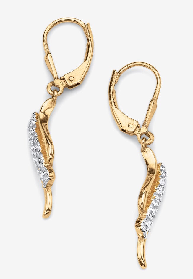 Gold Over Silver Waterfall Drop Drop Earrings (37Mm) Diamond Accent Jewelry, , on-hover image number 1