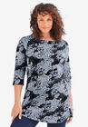 Boatneck Ultimate Tunic with Side Slits, BLACK BANDANA PAISLEY, hi-res image number null