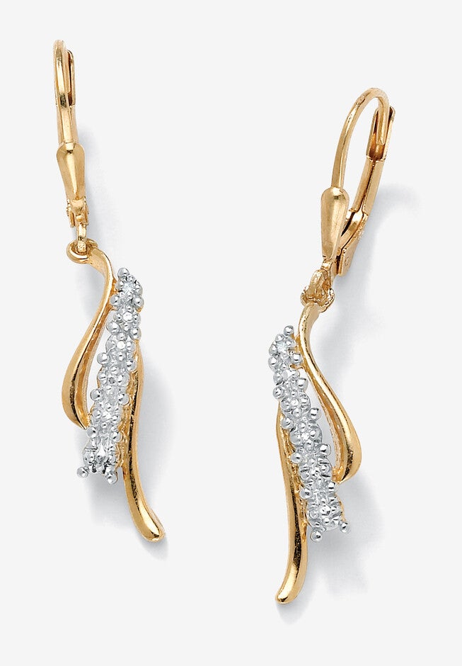 Gold Over Silver Waterfall Drop Drop Earrings (37Mm) Diamond Accent Jewelry, DIAMOND, hi-res image number 0