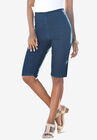 Pull-On Stretch Bermuda Jean Short, MEDIUM STONEWASH SANDED, hi-res image number null