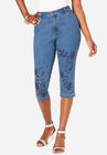 Printed Straight-Leg Capri, NAVY BOHO FLOWER, hi-res image number null