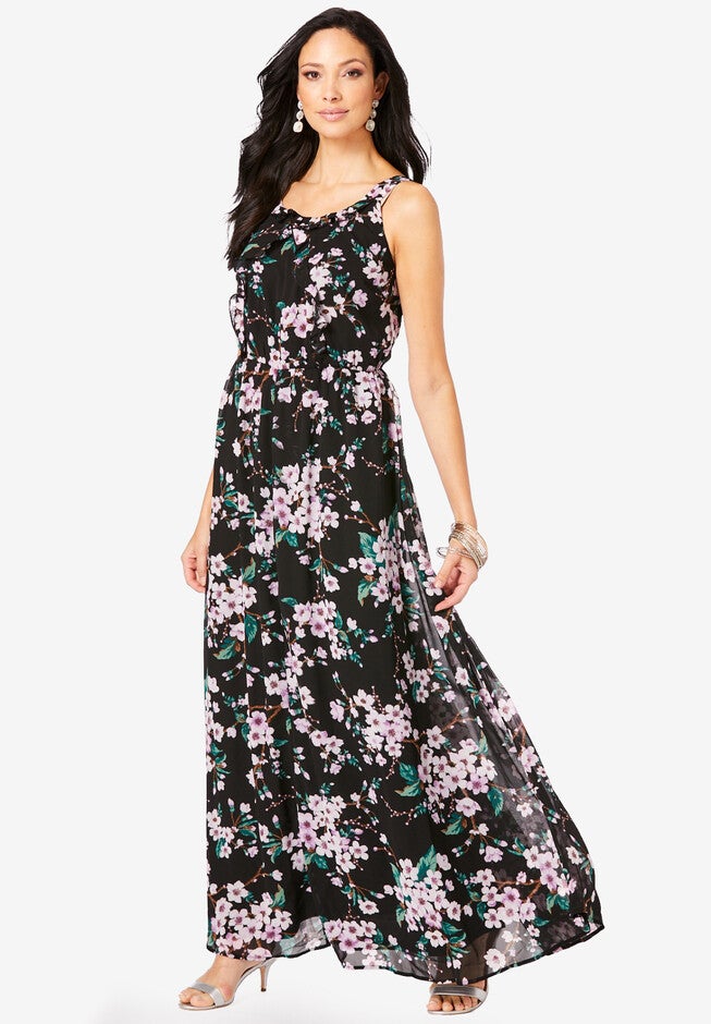 Romantic Ruffle Dress, BLACK CHERRY BLOSSOM, hi-res image number null