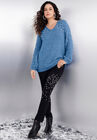 Embellished Pullover Sweater with Blouson Sleeves, , alternate image number null