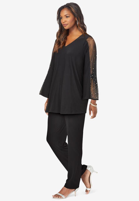 Ultrasmooth® Fabric Embellished Pant Set, , alternate image number null