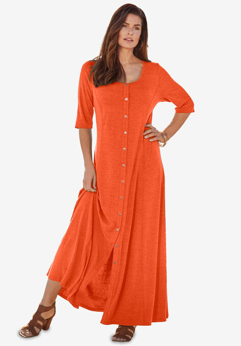 Button Front Maxi Dress, GRENADINE, hi-res image number null