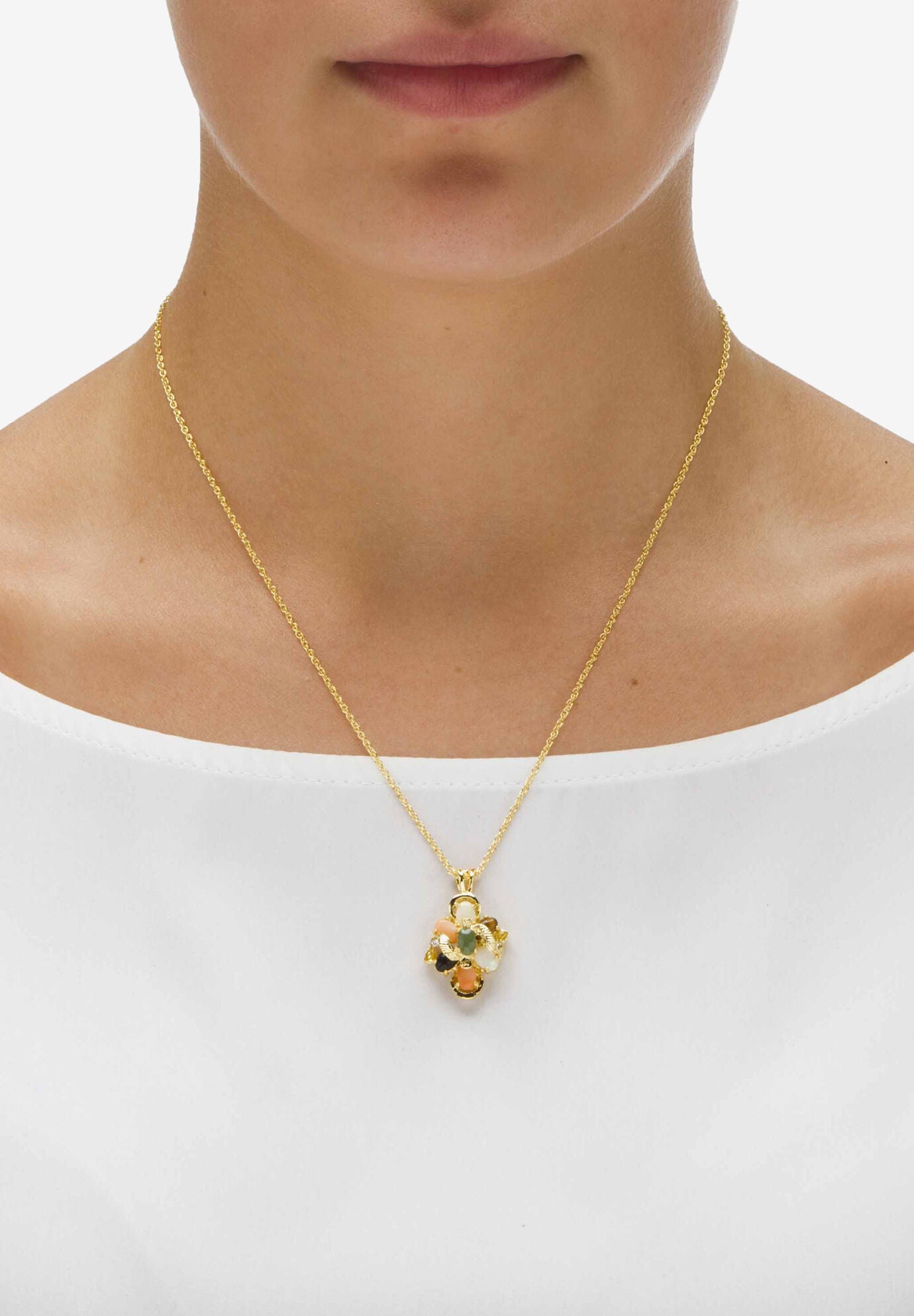 Yellow Gold-Plated Genuine Gemstone Ring, Earring And Necklace Set Jewelry, , alternate image number 2