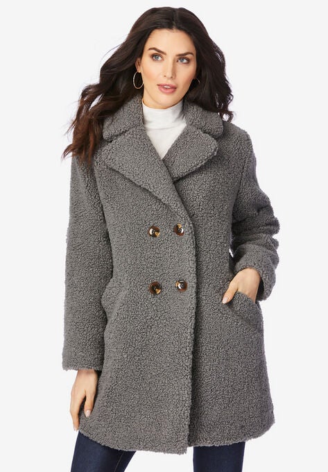 Double-Breasted Teddy Coat, , alternate image number null