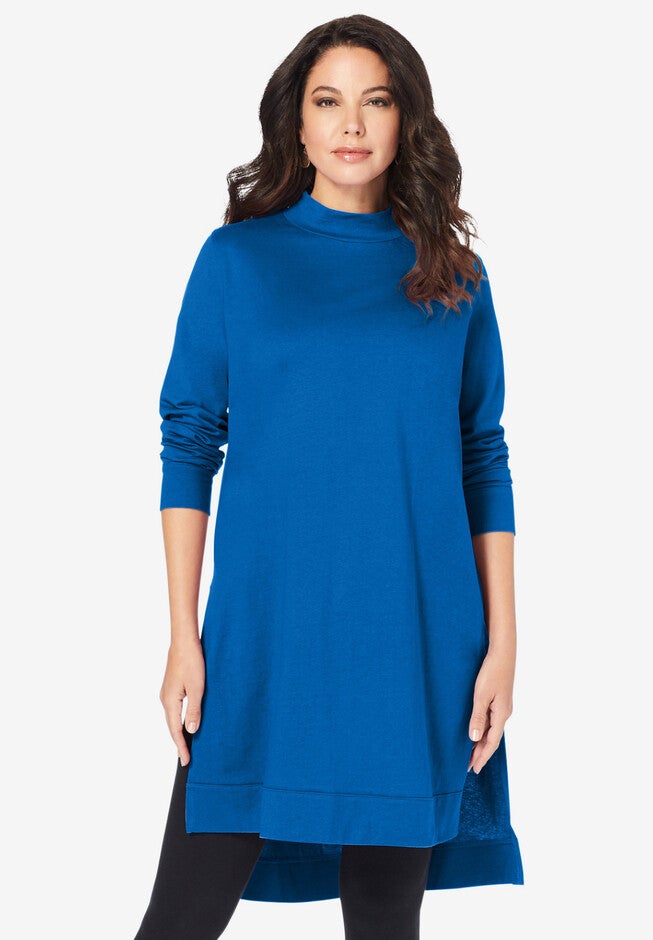 High Low Mockneck Ultimate Tunic, VIVID BLUE, hi-res image number 0