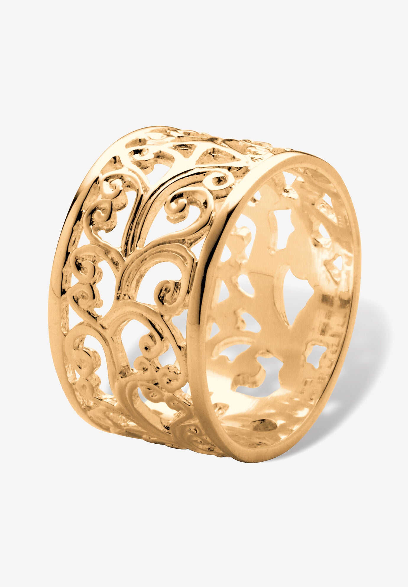 Yellow Gold-Plated Sterling Silver Scroll Design Band Ring (11Mm) Jewelry, , on-hover image number 1