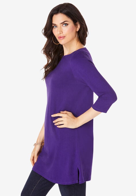Boatneck Ultimate Tunic with Side Slits, , alternate image number null