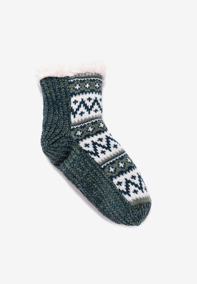 1-Pair Pieced Cabin Socks, JADE, hi-res image number 0