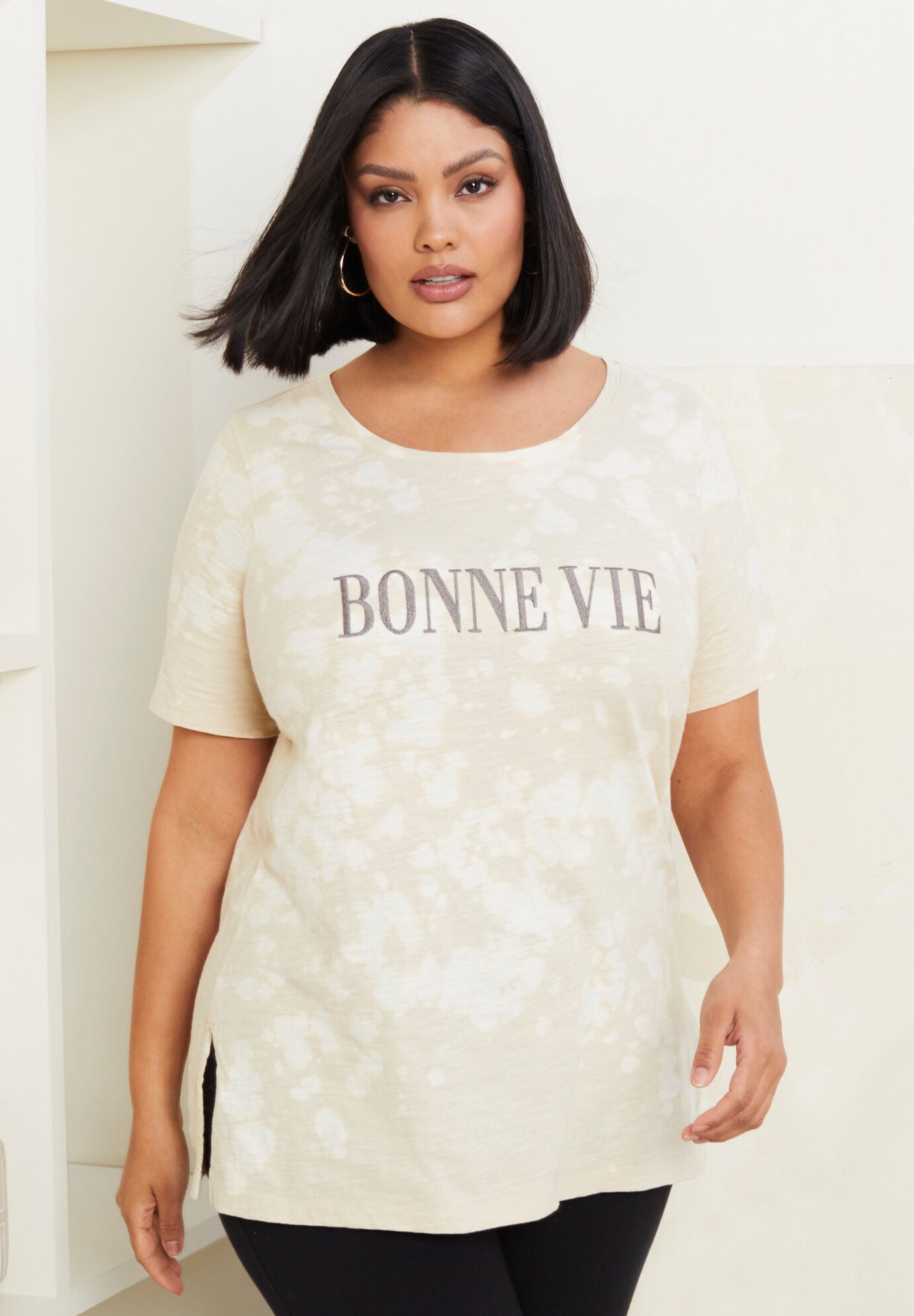 Scoop-Neck Graphic Tee, OATMEAL IVORY GRAPHIC, hi-res image number 0