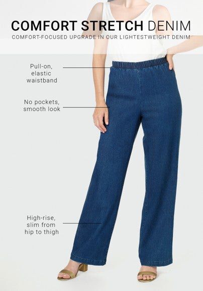 Plus Size Comfort Stretch Wide Leg Jean, DARK WASH SANDED, hi-res image number 0