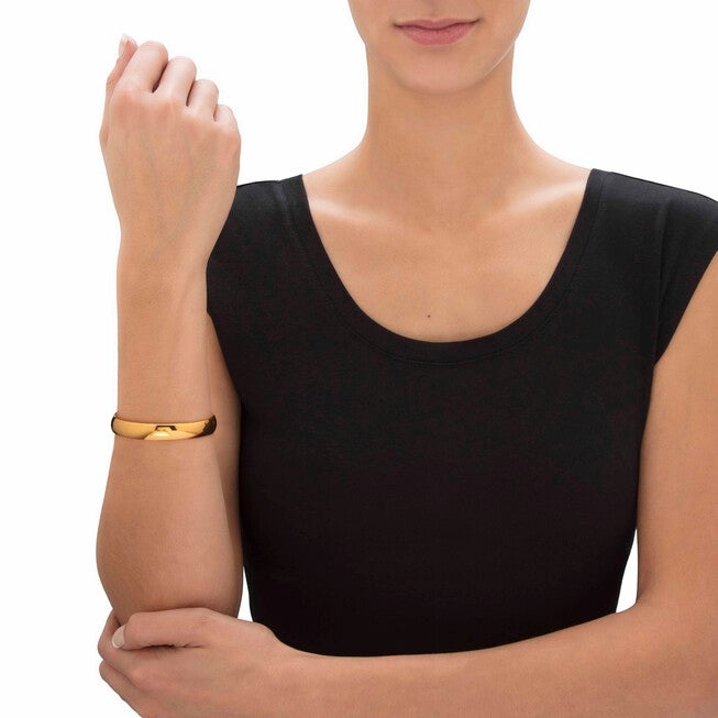 Goldtone Hinged Polished Bangle Bracelet 7.5 inches, GOLD, alternate image number 2