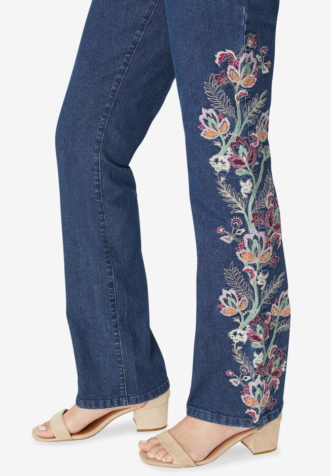 Invisible Stretch® Contour Embroidered Bootcut Jean, , alternate image number 3
