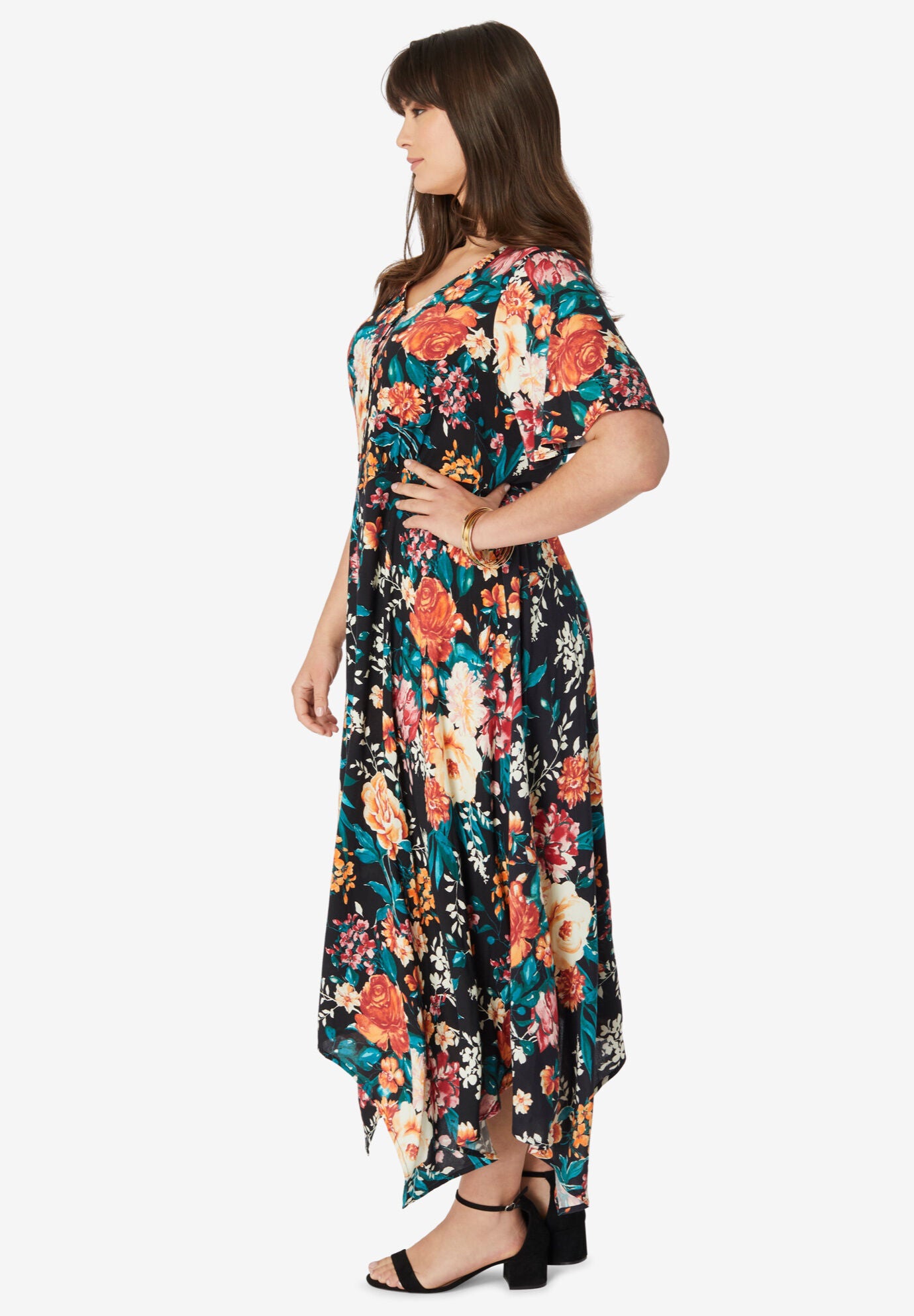 Handkerchief-Hem Midi Dress, , alternate image number 2