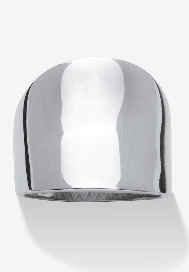 Stainless Steel Concave Cigar Band Ring (10Mm) Jewelry, WHITE, hi-res image number null