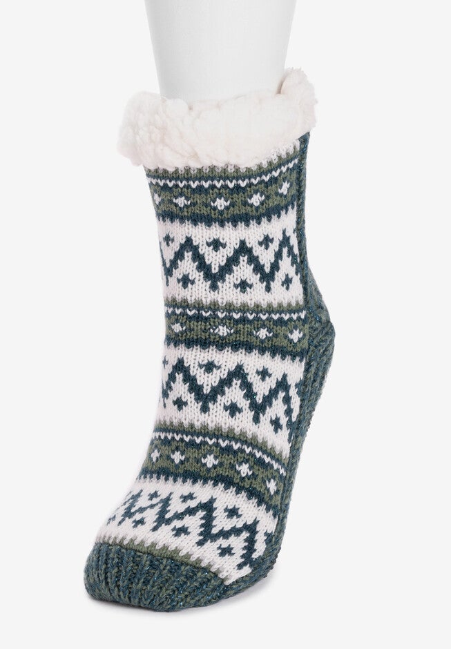 1-Pair Pieced Cabin Socks, , on-hover image number 1