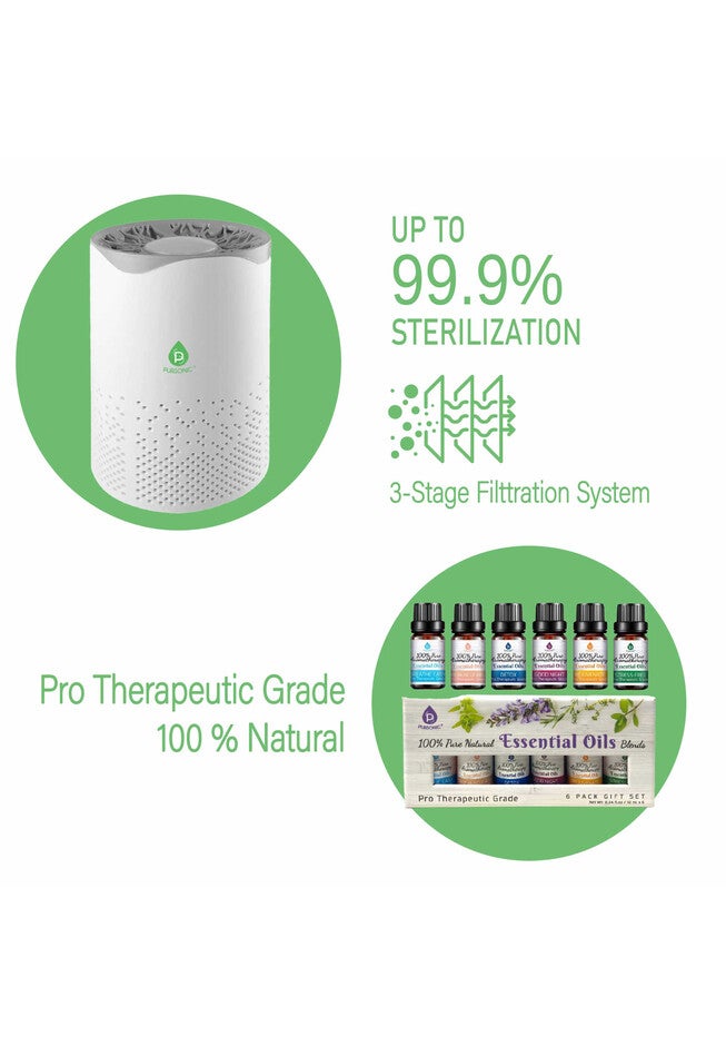 Air Purifier With 6-Pack Premium Essential Oils Collection, , on-hover image number 1