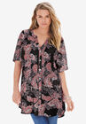 Short-Sleeve Angelina Tunic, BLACK ETCHED PAISLEY, hi-res image number null