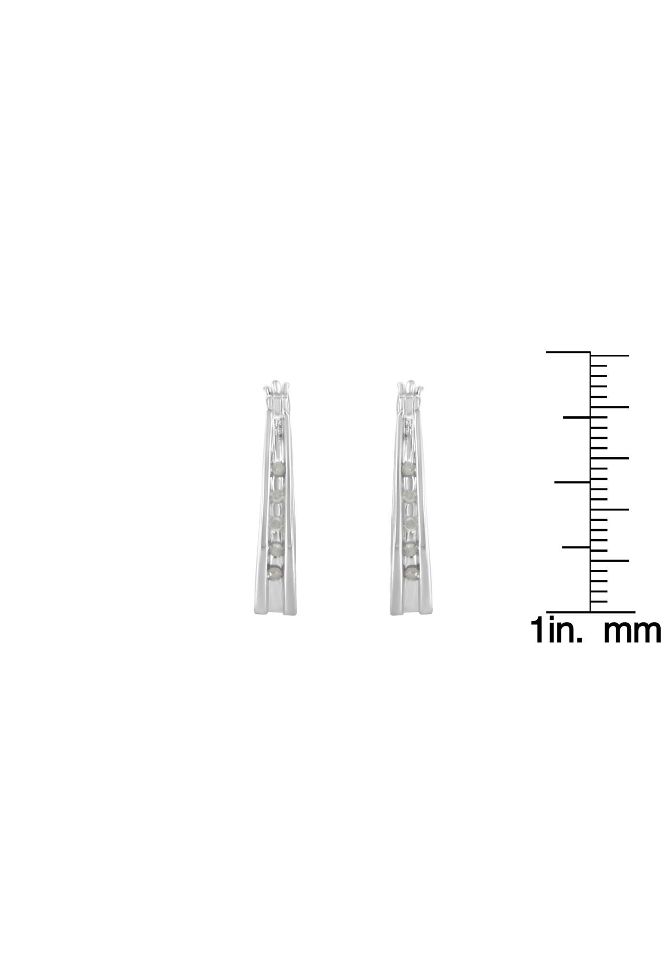 Silver 1/10 Cttw Diamond Hoop Earrings, , alternate image number 5
