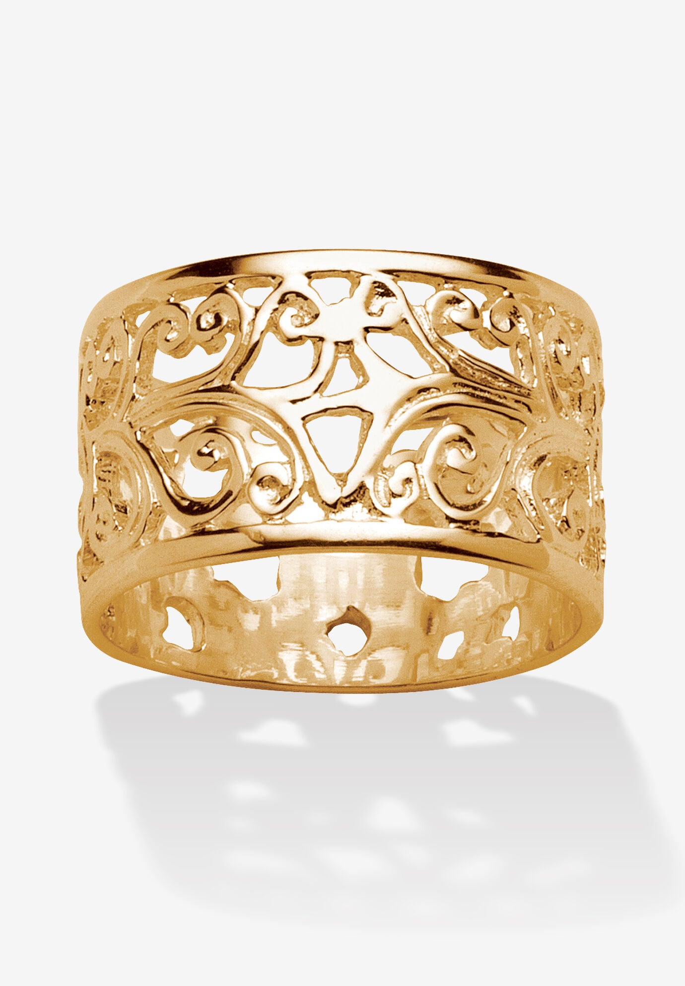 Yellow Gold-Plated Sterling Silver Scroll Design Band Ring (11Mm) Jewelry, GOLD, hi-res image number 0