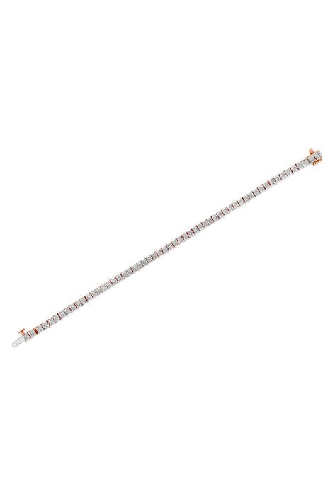 Rose Gold Over Sterling Silver Diamond Square Frame Miracleset Tennis Bracelet 8", , alternate image number null