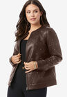 Rhinestone-Studded Bomber Jacket, CHOCOLATE, hi-res image number null