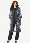 Three-Piece Duster & Pant Suit, BLACK PAISLEY GARDEN, hi-res image number null