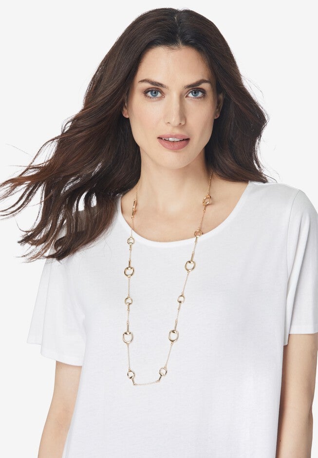 Long Horsebit Necklace, , on-hover image number null