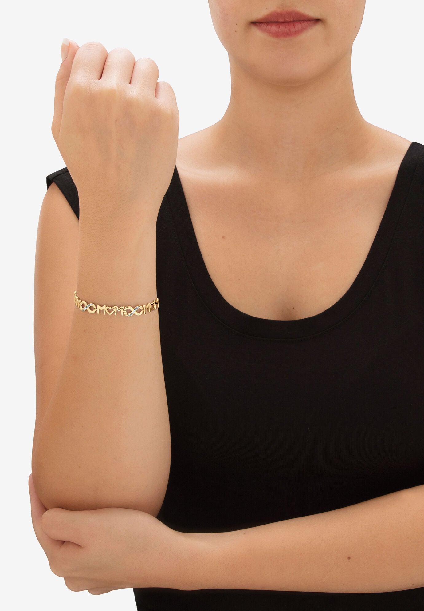 Gold-Plated Sterling Silver Diamond Accent &quot;Mom&quot; Slider Bracelet 10 inches, , alternate image number 2