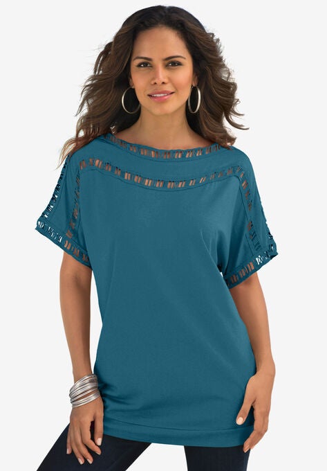Ladder Stitch Tee, DEEP TEAL, hi-res image number null