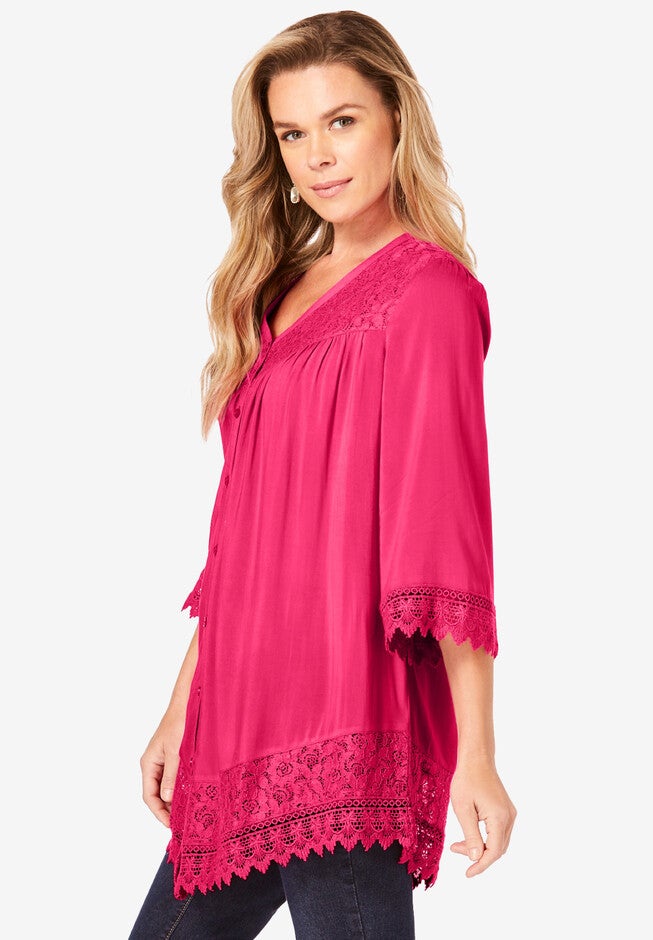 Lace Sleeve Big Shirt, , alternate image number null