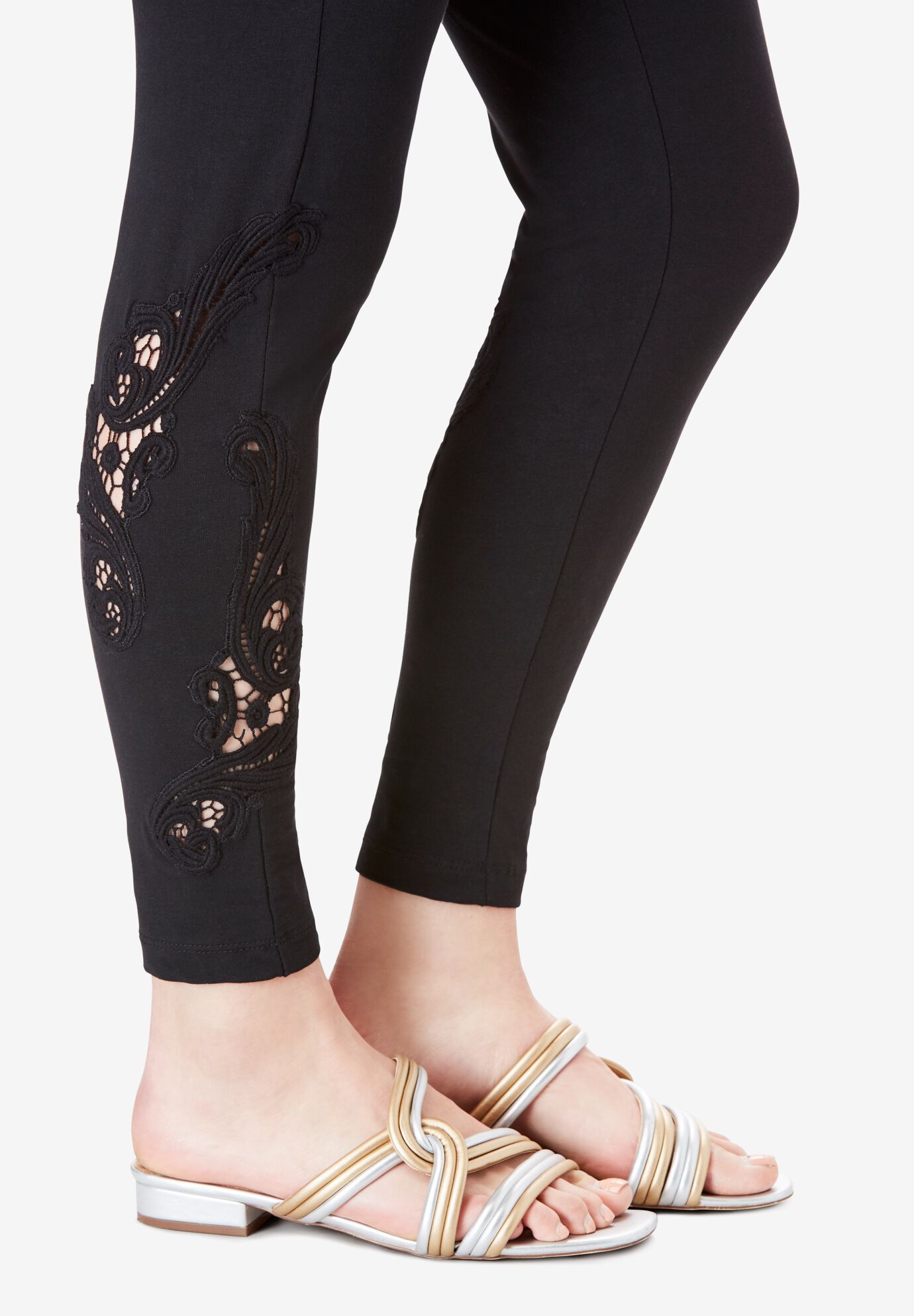 Lace-Inset Essential Stretch Legging, , alternate image number 3