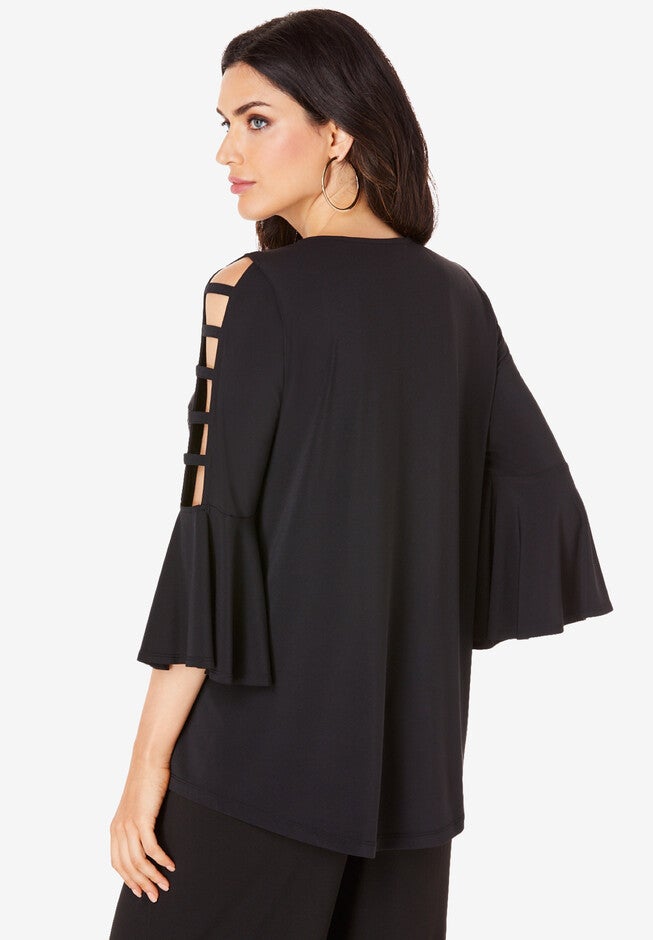 Ultrasmooth® Fabric Lattice-Sleeve Top, , on-hover image number 1