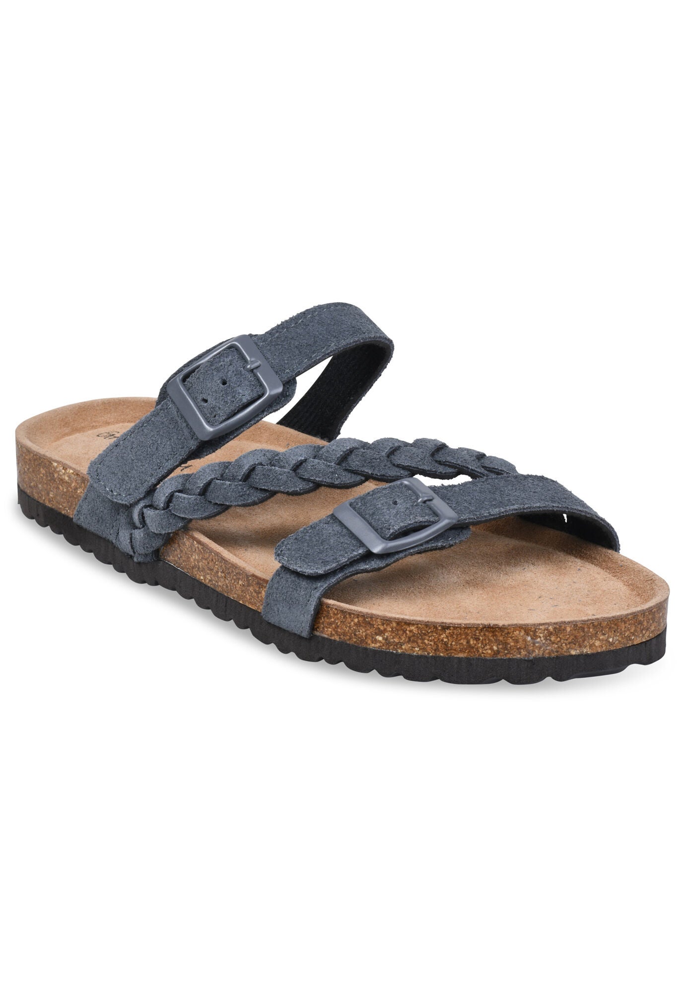 Braided Adjustable 2 Strap Footbed Sandal, GREY, hi-res image number 0