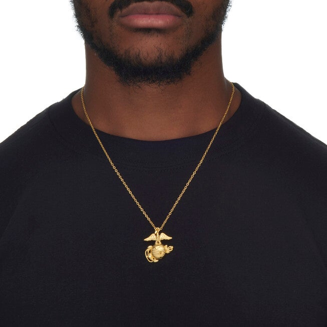Marine Corps Pendant Necklace Gold-Plated 20 inches, GOLD, alternate image number null