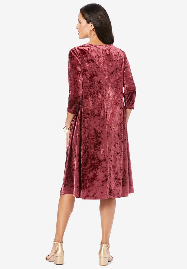 Embroidered V-Neck Knit Dress, , on-hover image number null