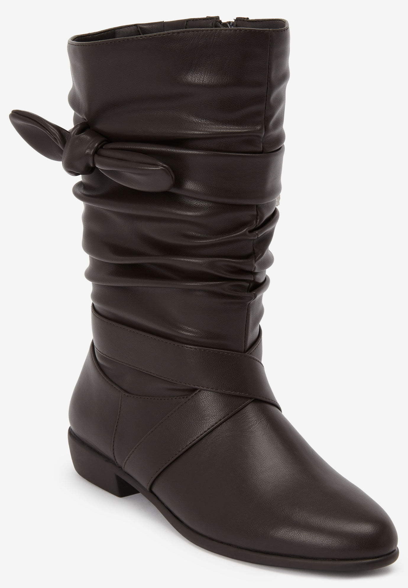 black flat wide calf boots