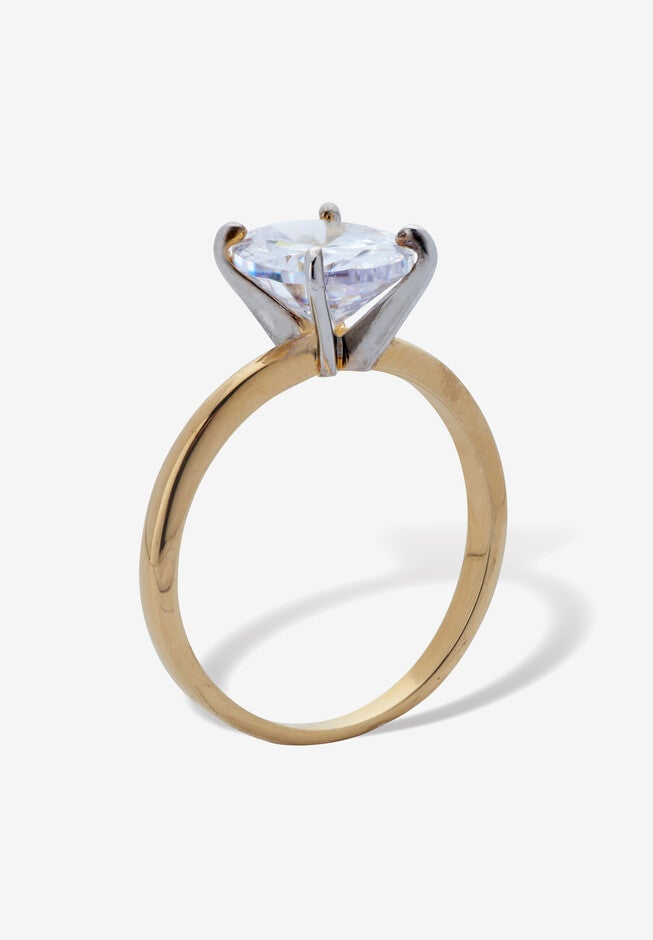2.54 Tcw Cubic Zirconia 18K Gold-Plated Oval Solitaire Engagement Ring, , on-hover image number 1
