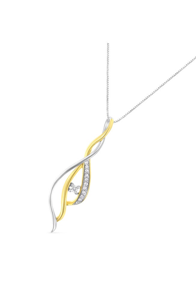 Gold Round Cut Diamond Cascade Pendant Necklace, , alternate image number 2