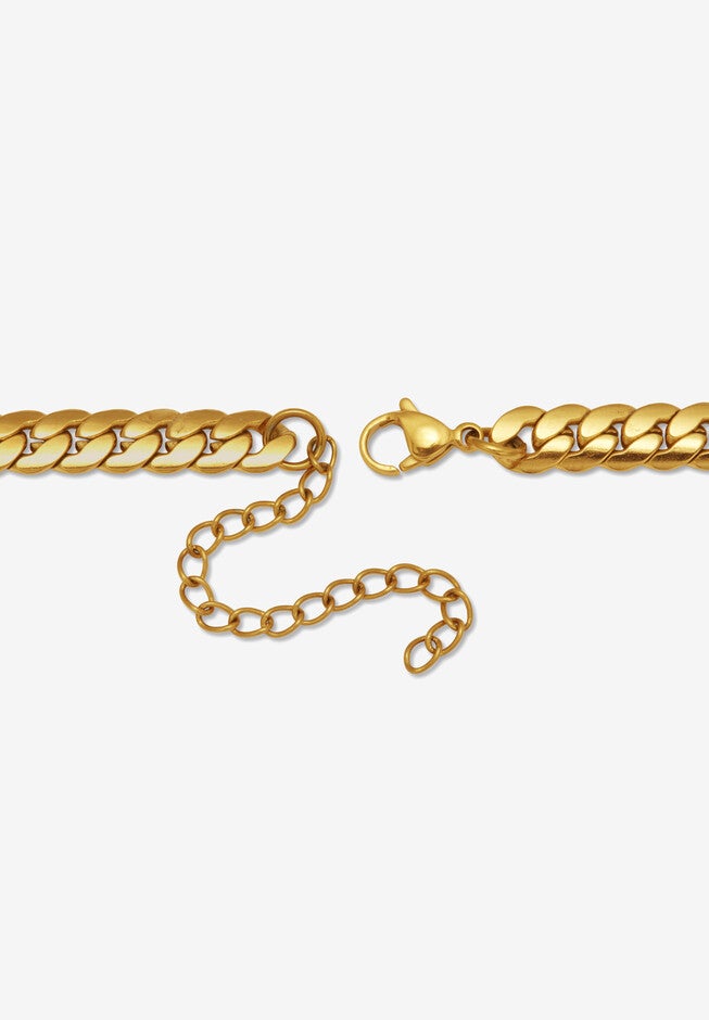 Yellow Gold Ion-Plated Stainless Steel Heart Bracelet And Necklace 16 Inch, , on-hover image number null