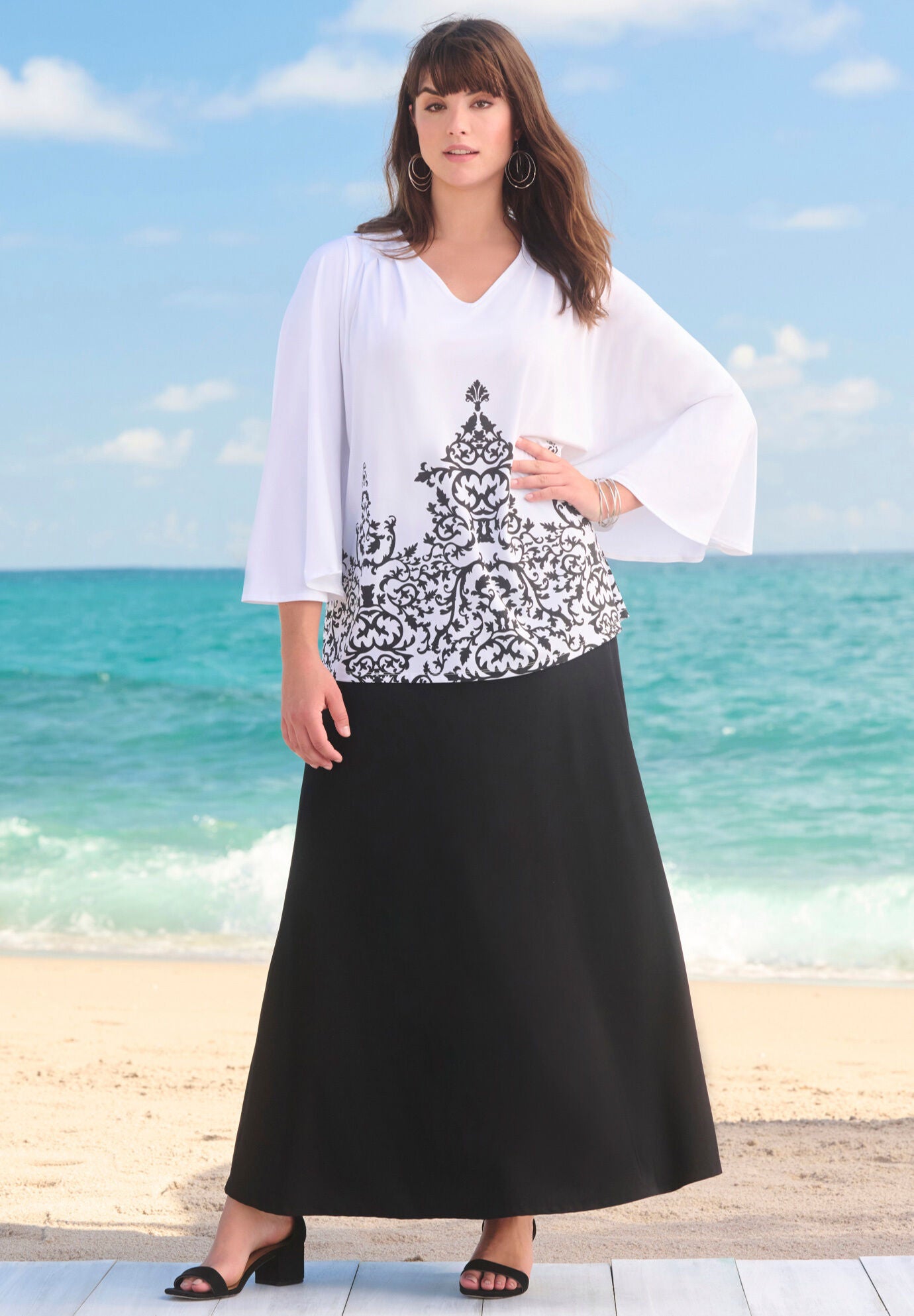 Flutter-Sleeve Ultrasmooth&reg; Fabric Top, , alternate image number 3