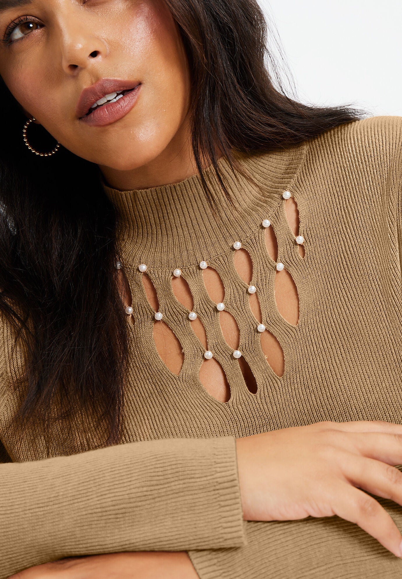 Pearl Keyhole Sweater, , alternate image number 2