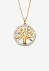 Gold over Silver Tree of Life Pendant Diamond Accent with 18 in Chain, SILVER, hi-res image number null